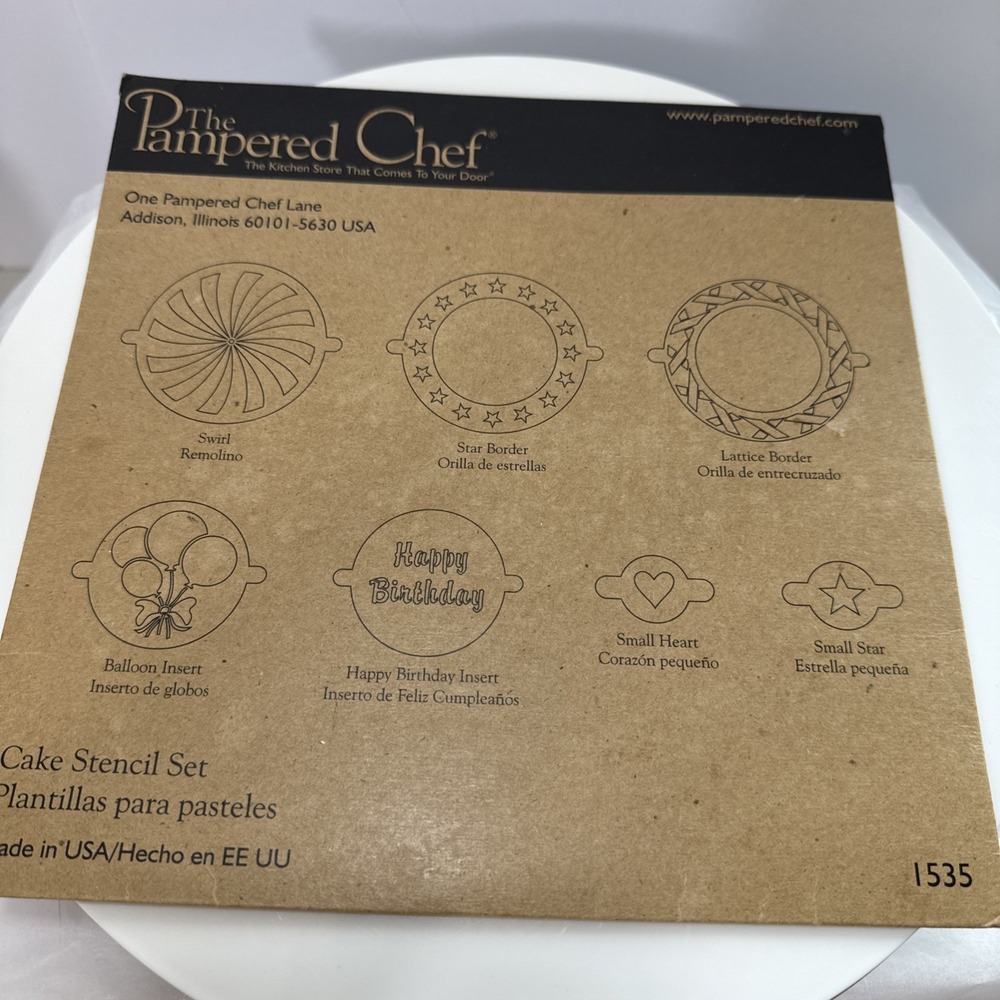 Pampered Chef Cake Stencil Set #1535 New Birthday‎ Heart Balloon Celebration